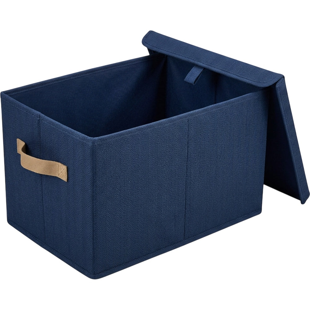 Ukvhgx Herringbone Lidded Folding Storage Basket Navy - Product view
