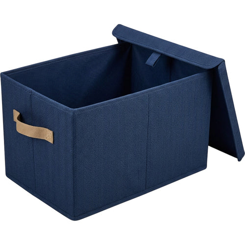 Ukvhgx Herringbone Lidded Folding Storage Basket Navy - Product view